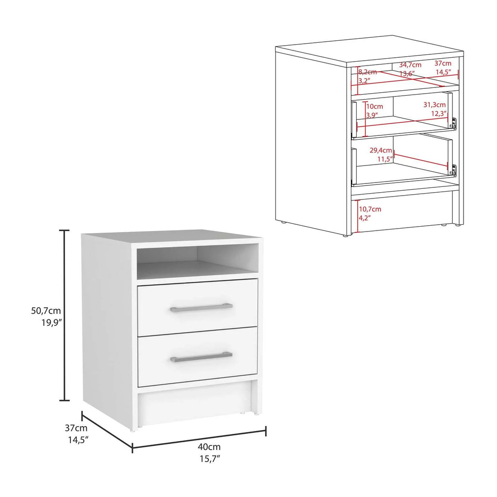 3-Piece Bedroom Set with Double Drawer Dresser and 2 Nightstands, White H24595