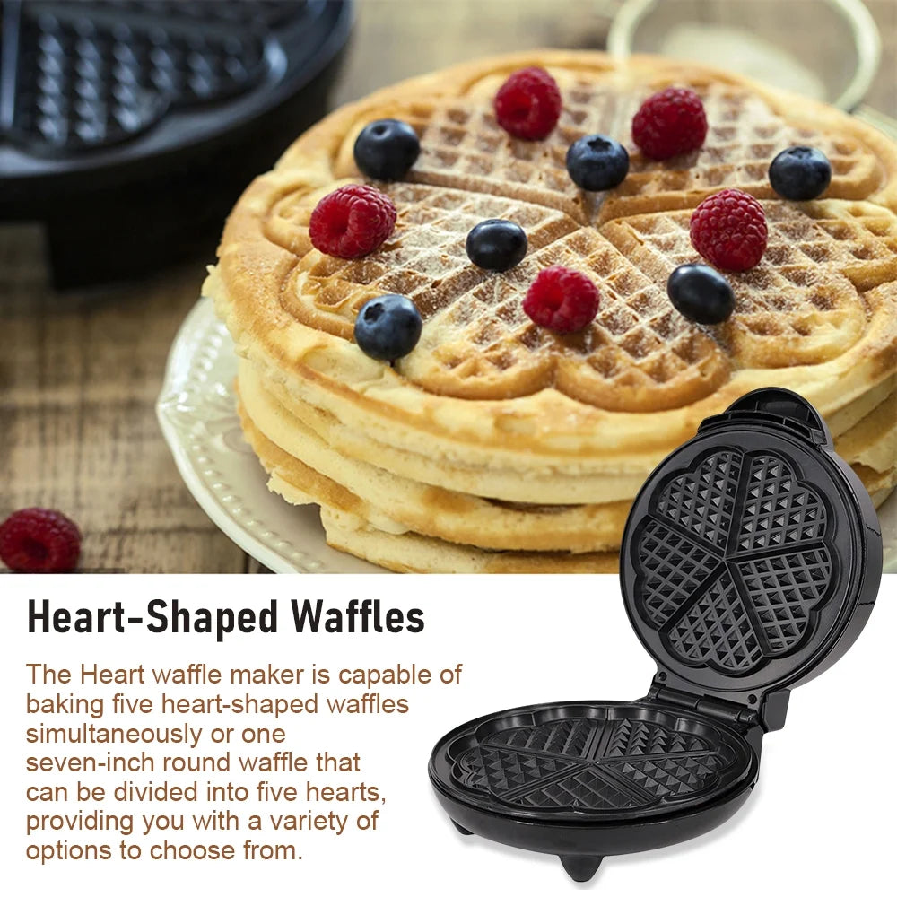 5 Heart-Shaped Waffle Electric Waffle Maker J164567