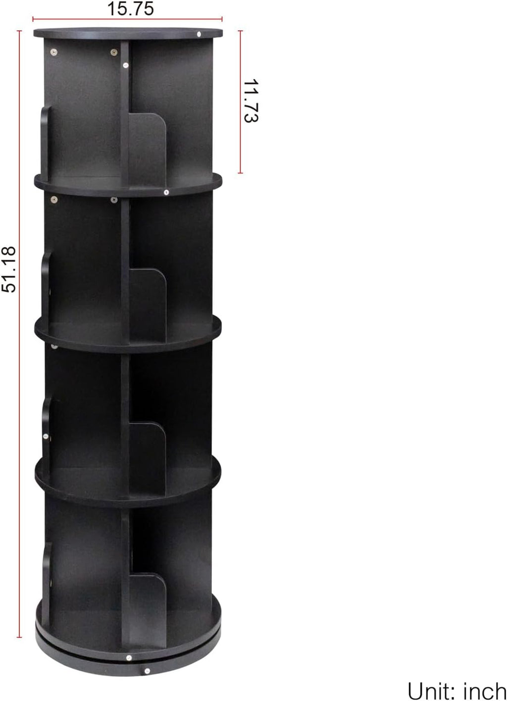 Black 4 Tier Rotating Wood Bookshelf O959