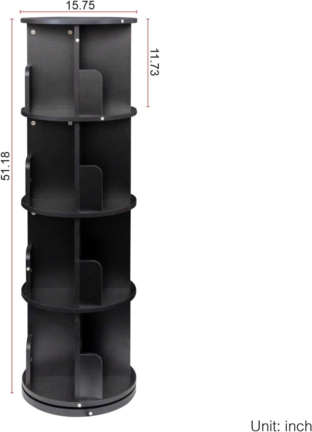 Black 4 Tier Rotating Wood Bookshelf O959