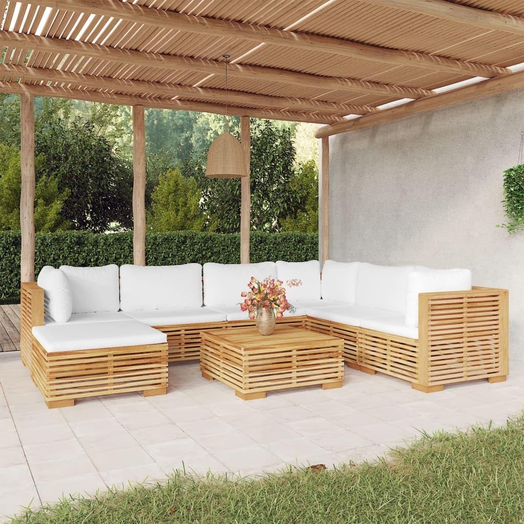 8 Piece Solid Wood Teak Patio Lounge Set with Cushions P9885