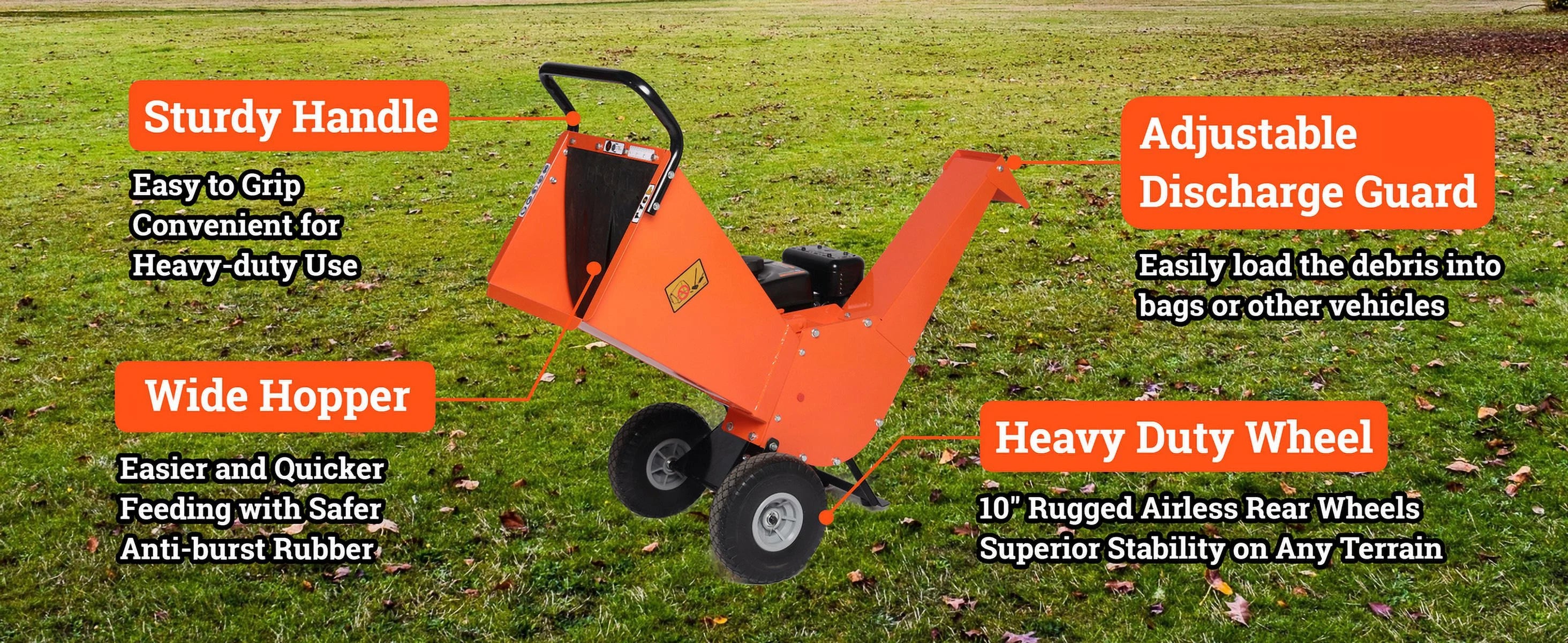 Wood Chipper Shredder Mulcher 7HP Gas Powered 3" Max Capacity E652706