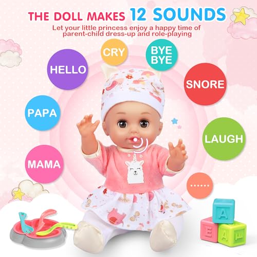 25Pcs Doll Care Toy Playset with Cradle Crib, High Chair, Milk Bottle, Pacifier, Diaper O15964