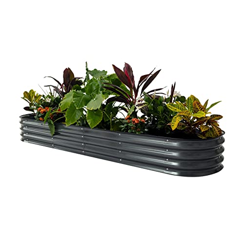 17" Tall 9 in 1 8ft X 2ft Metal Raised Planter Bed Modern Gray M4904