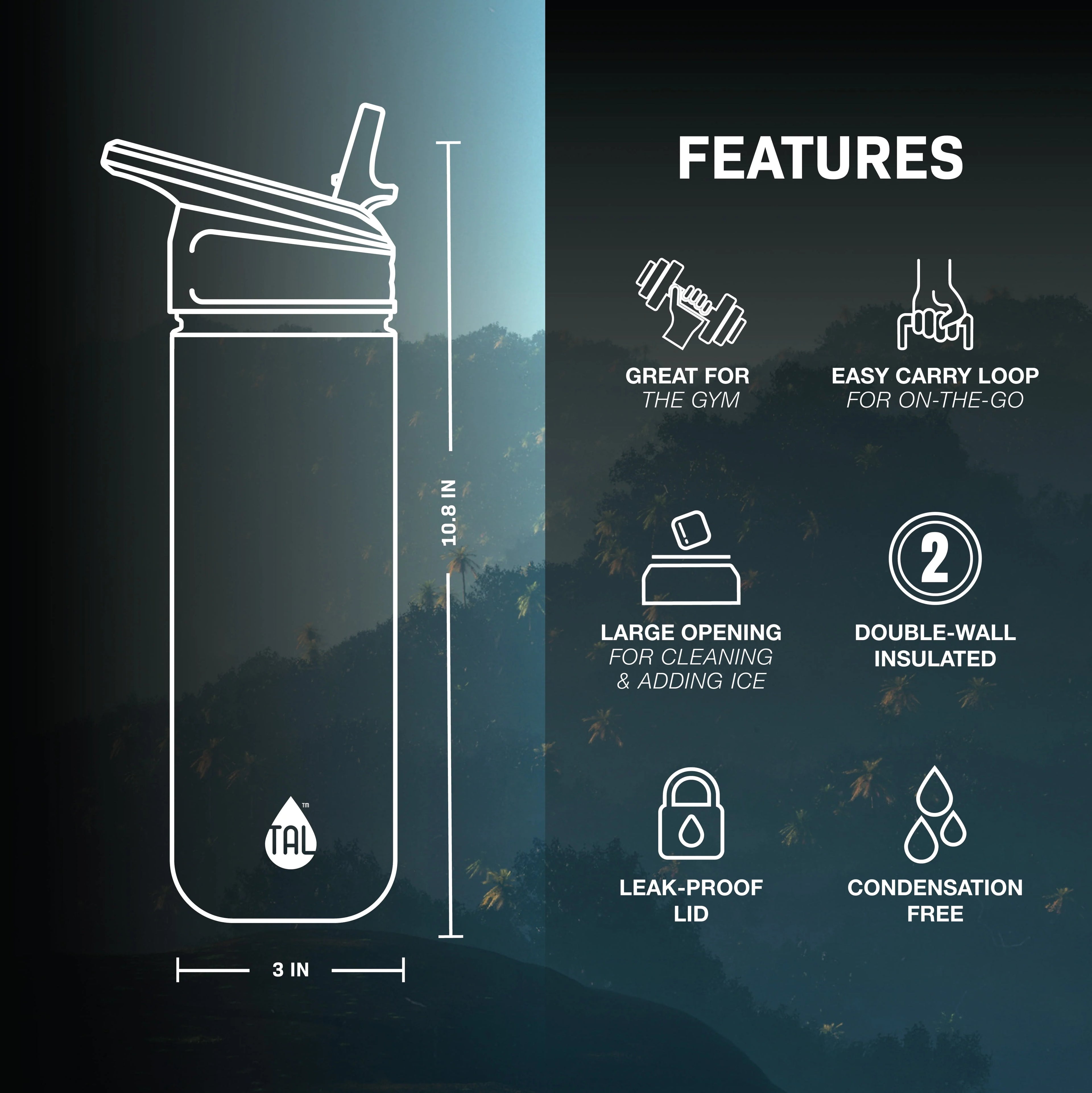 Black 26 oz Stainless Steel Water Bottle K37768