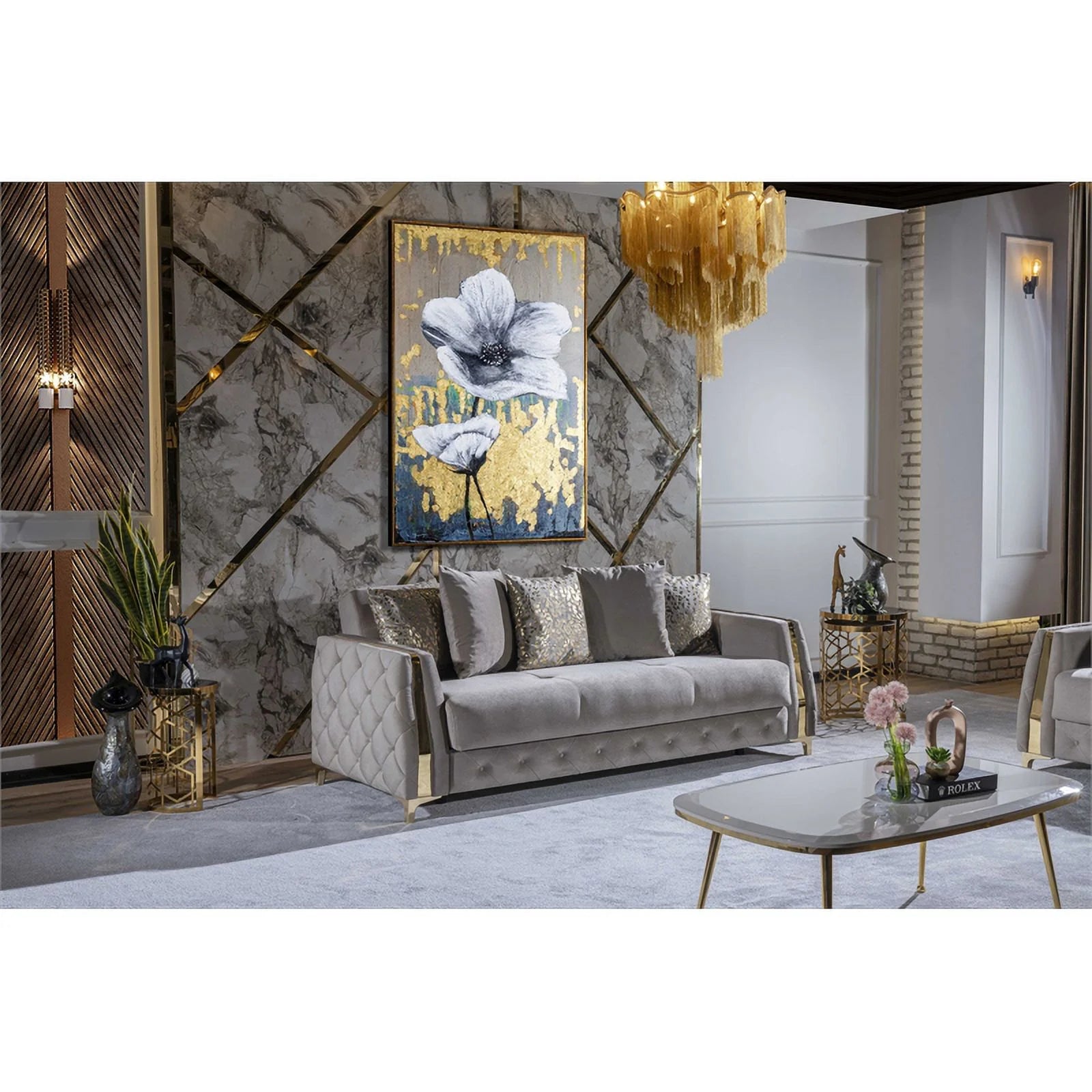 Modern 3PC Living Room Set in Taupe I4923