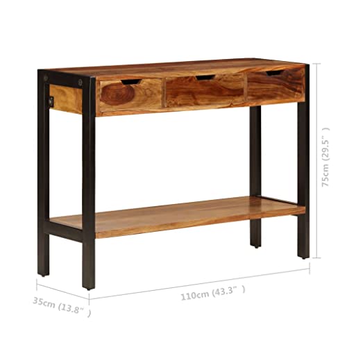 Solid Sheesham Wood Sideboard with 3 Drawers J2573