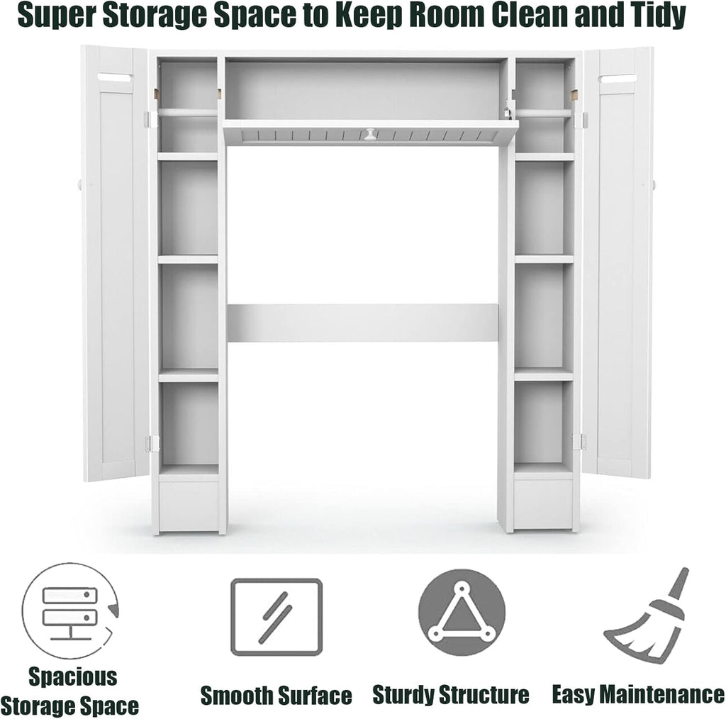 White Freestanding Over The Toilet Cabinet with 2 Side Doors G709