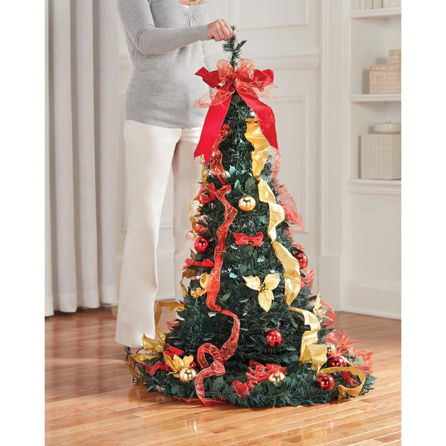 Red White 6 Foot Pre-Lit Christmas Tree C595