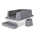White Enclosed Stainless Steel Cat Litter Box O100241