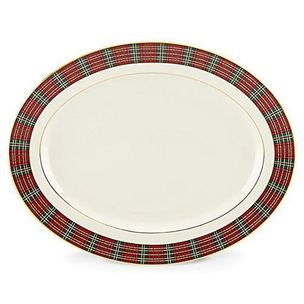 Plaid Oval Platter H319