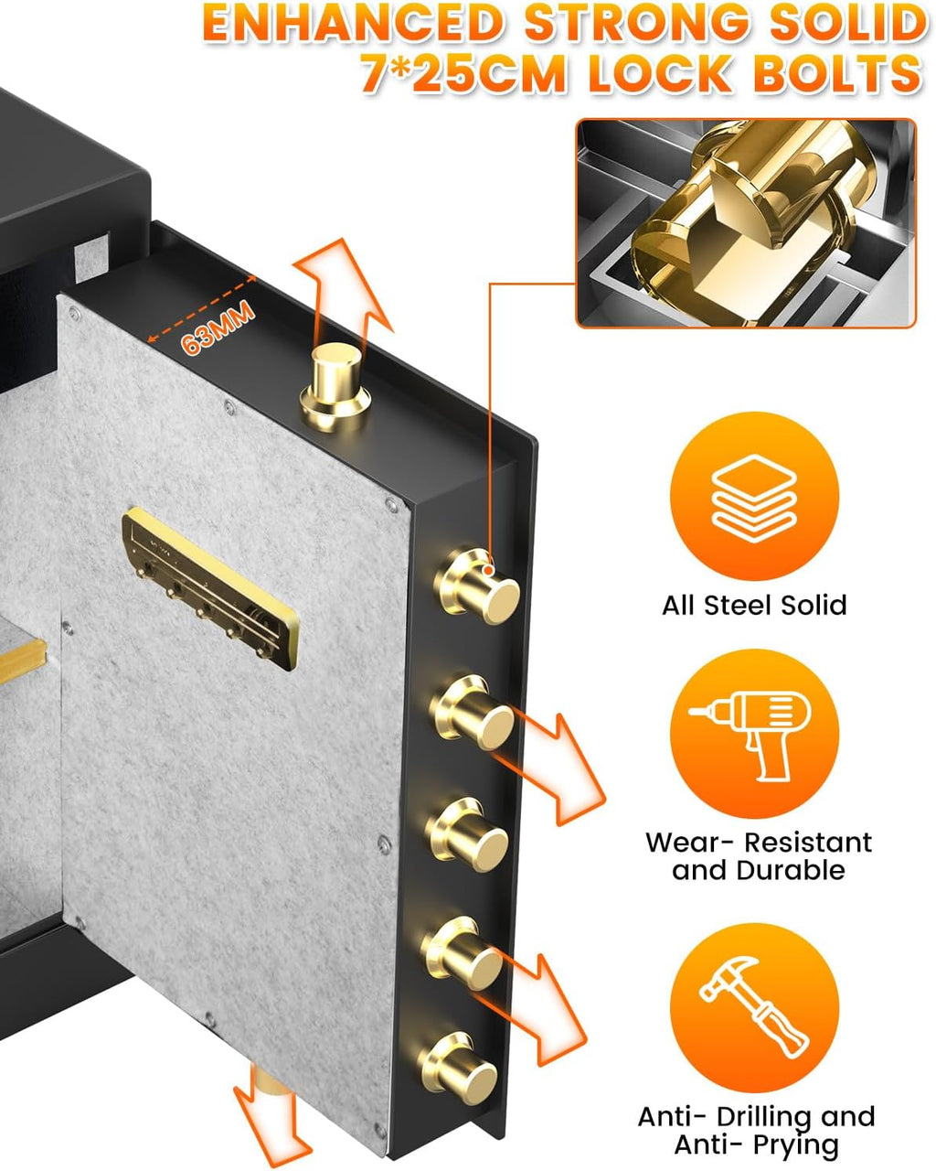 5.0 Cuft Fireproof Safe Box with Key Combination Lock D416