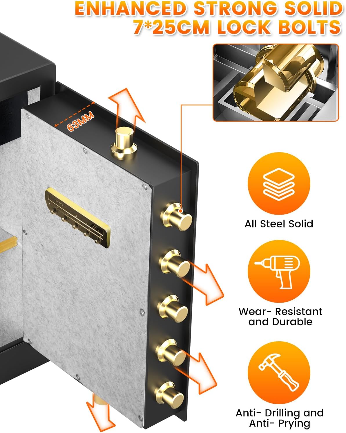 5.0 Cuft Fireproof Safe Box with Key Combination Lock D416