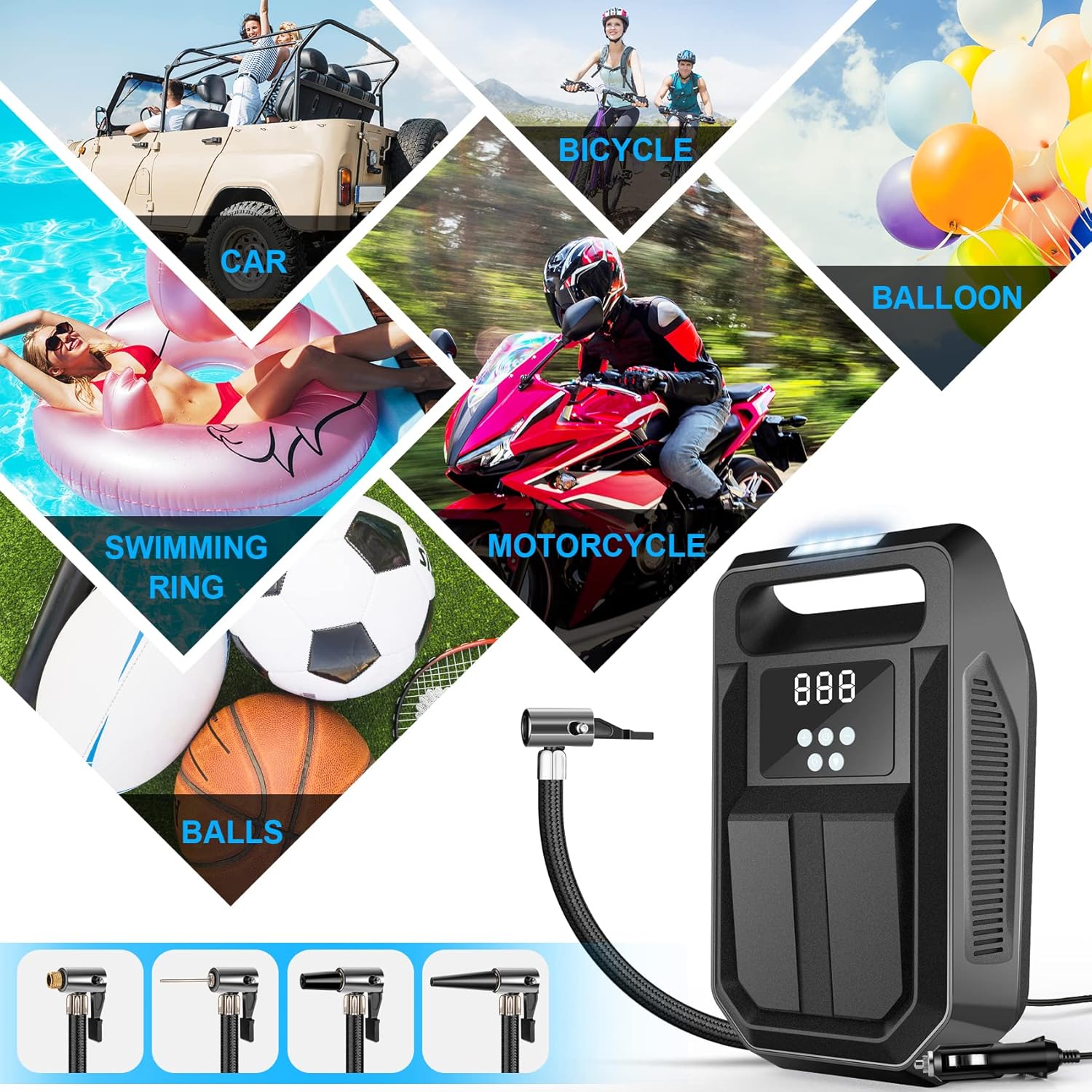 Portable 12V DC Air Compressor with Digital Display I382130