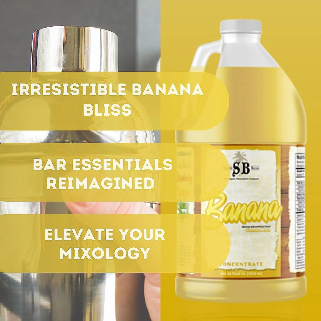 Banana Flavored Syrup Cocktail Mixer Concentrate, 1/2 Gallon Pack of 1 V257