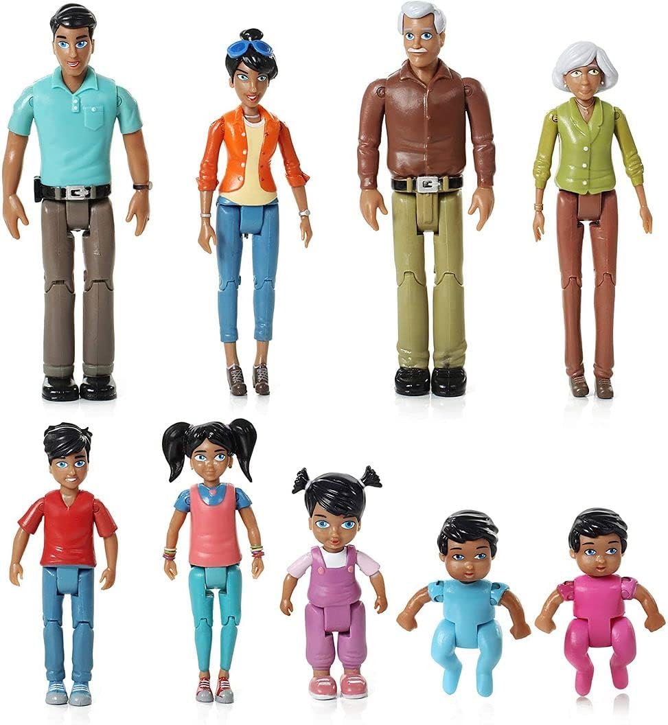 Hispanic Dollhouse People Set of 9 Action Figure Set B9506