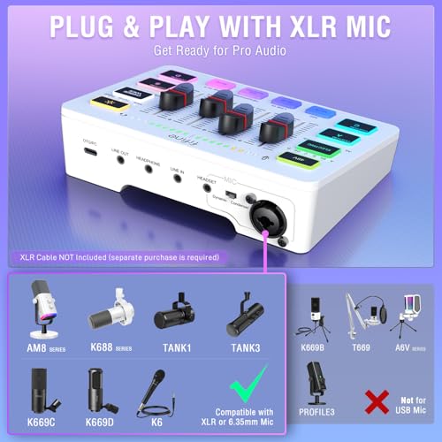 Gaming Audio Mixer with XLR Microphone Interface A28061