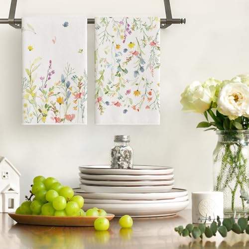 Set of 2 18x26 Inch Floral Christmas Kitchen Towels S118924