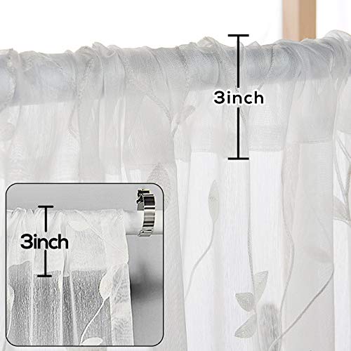 White Taupe 53 x 84 Inch Semi Sheer Voile Curtains V828