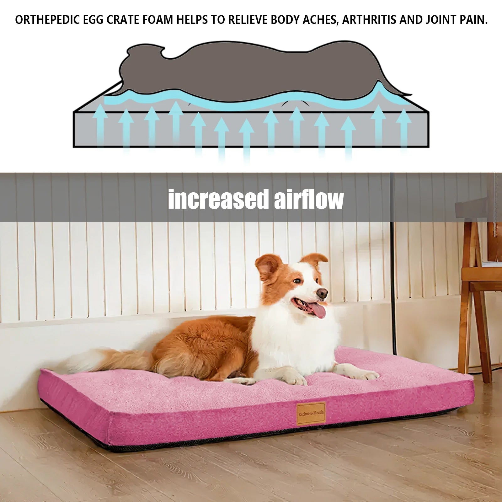 30"X20" Pink Orthopedic Pet Bed with Removable Washable Cover S2330