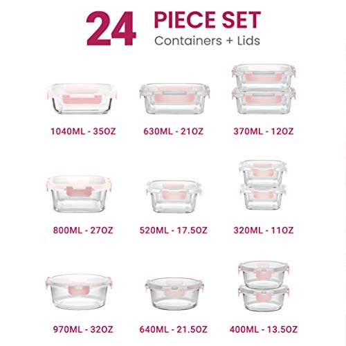 24 Piece Glass Storage Containers with Lids, Blue S33641