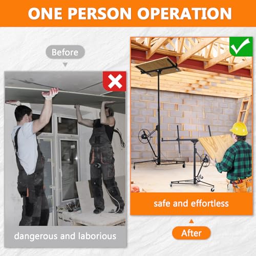 Drywall Lift 11FT 150LBS Heavy Duty 360° Adjustable Black Y85698