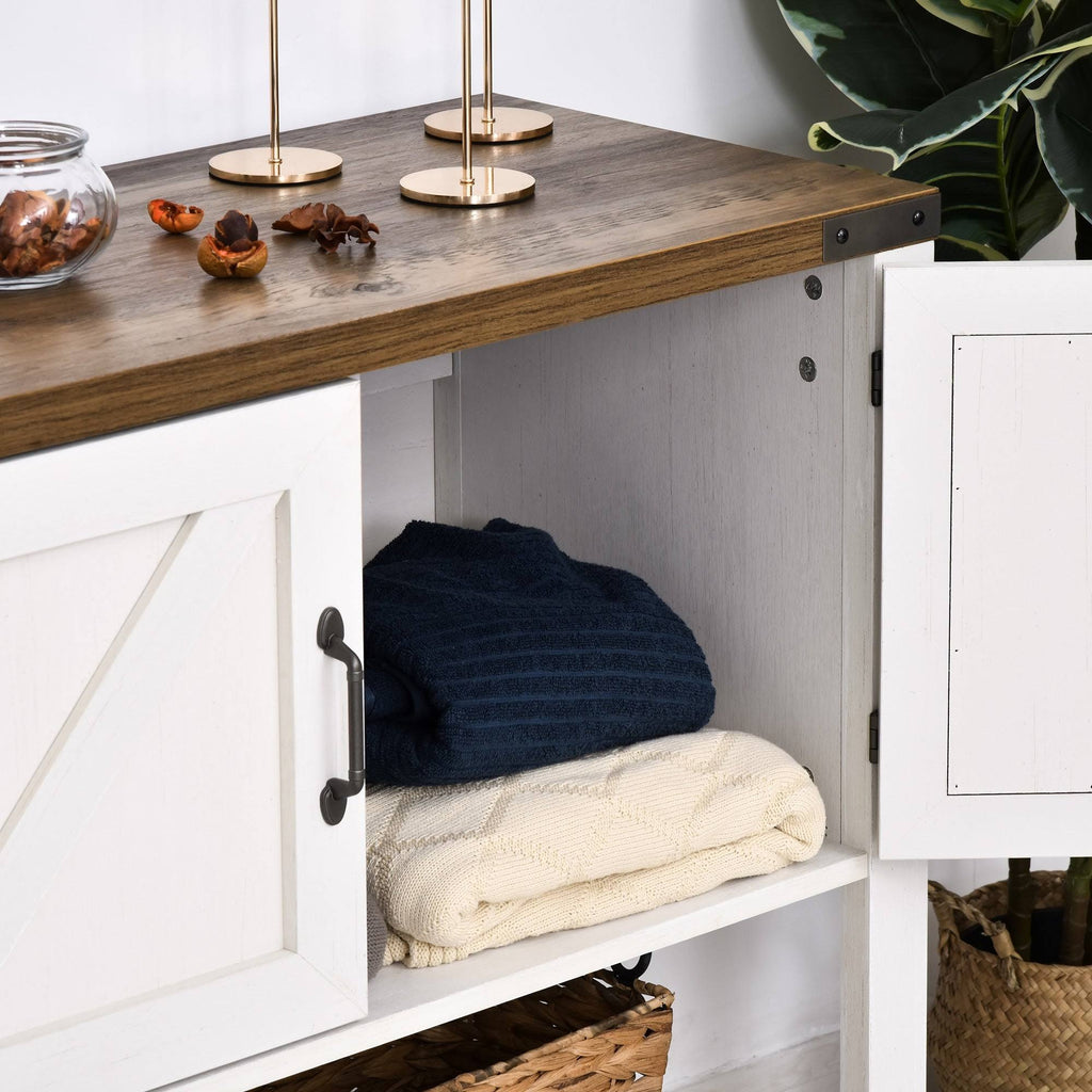 White 2-Door Storage Cabinet with Bottom Shelf Z866