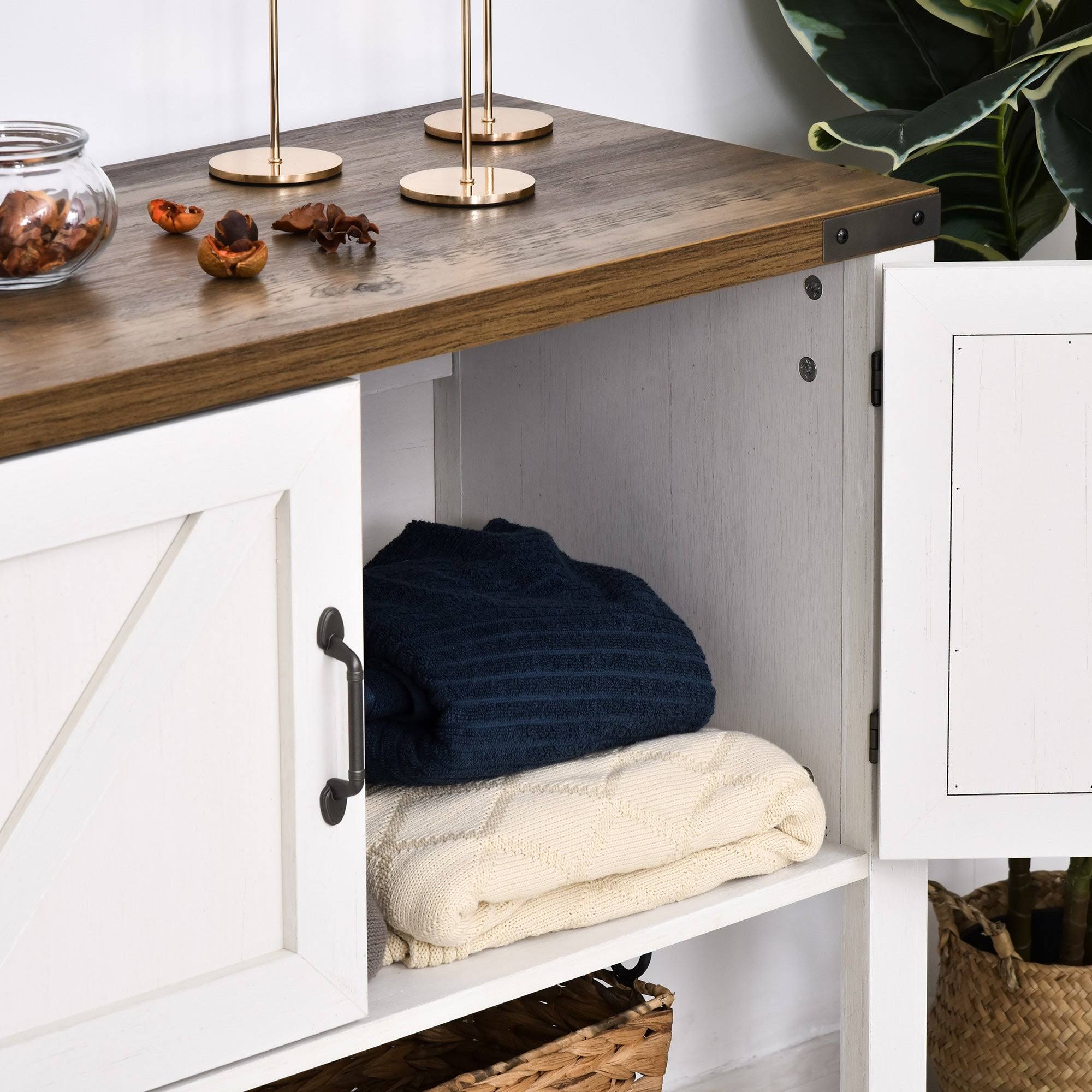 White 2-Door Storage Cabinet with Bottom Shelf Z866