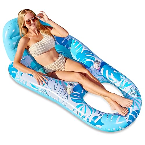 Inflatable Pool Float Lounge Chair with Cup Holders M6398