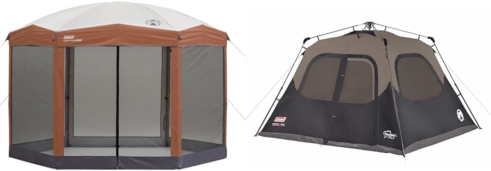 Brown/Black Instant Setup 6 Person Cabin Tent S44837