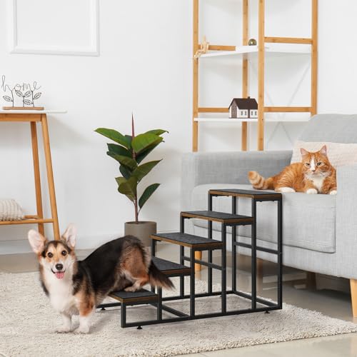 Grey 5 Tier Pet Stairs with Non-Slip Stair Tread S875268