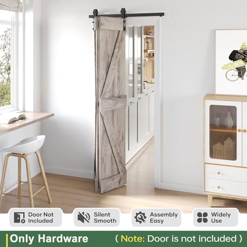 Black J Shape Bifold Sliding Barn Door Hardware Track Kit G98764