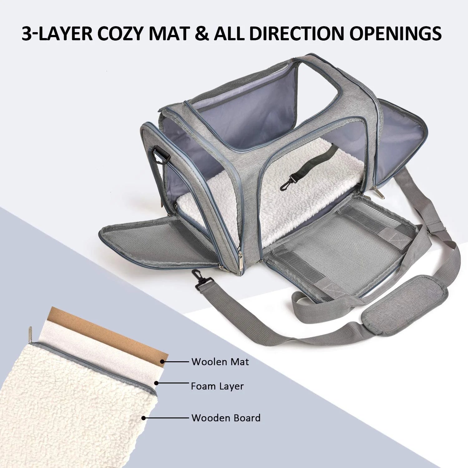 Grey Soft Sided Pet Carrier S7732