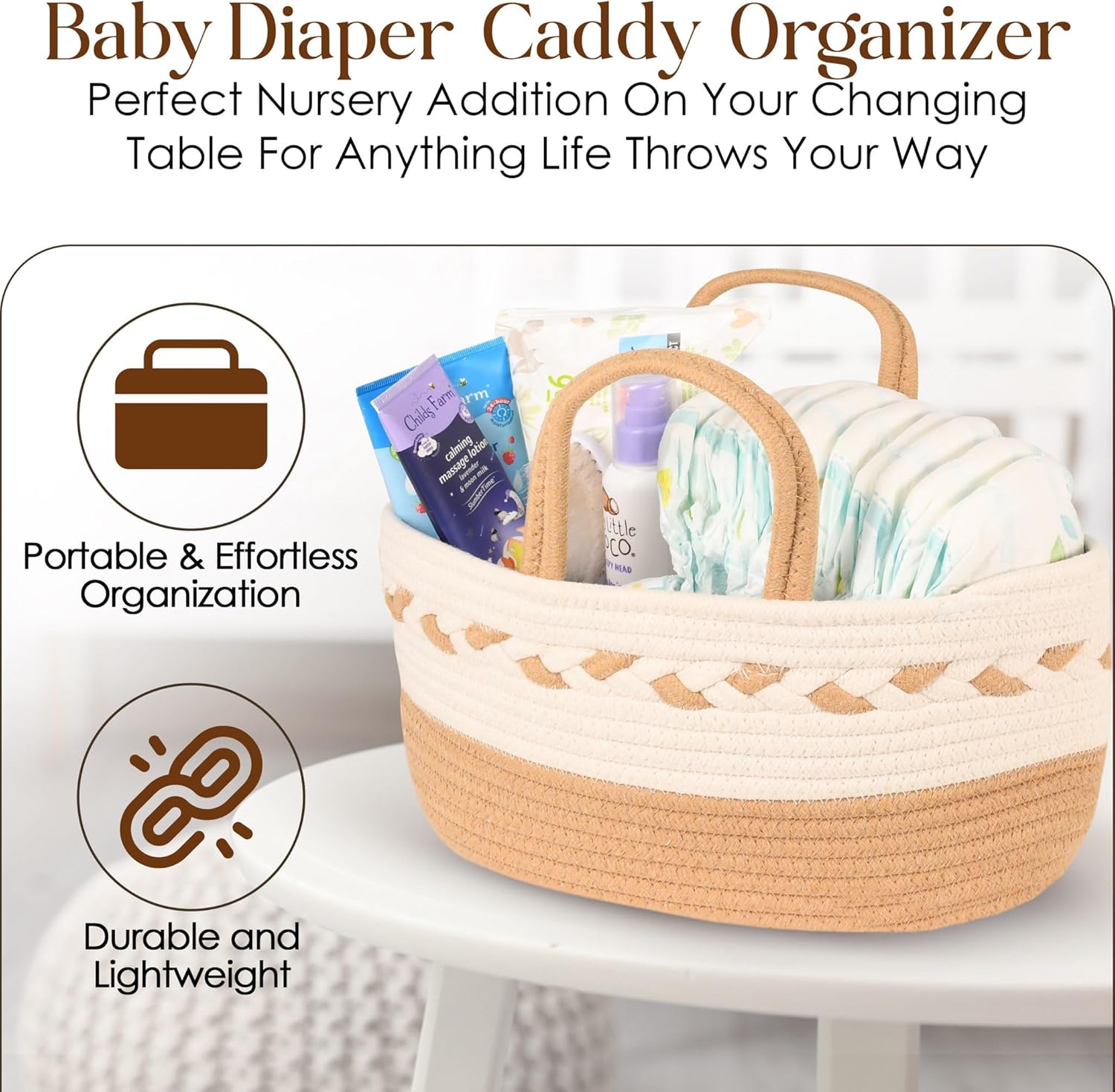 Baby Changing Basket with Thick Foam Mattress, Waterproof Cover, Storage Bag Y58456