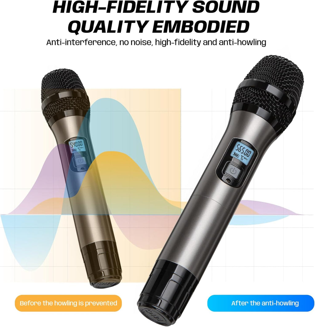 Dual Dynamic Handheld UHF Wireless Microphone System Y3505