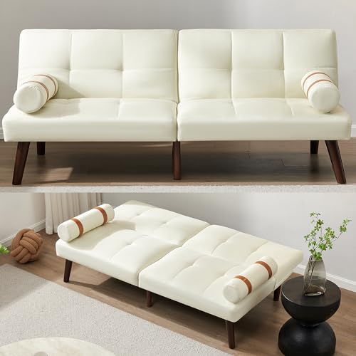 Light Green Convertible Futon Sofa Bed with 2 Removable Arms U330544