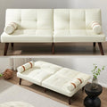 Light Green Convertible Futon Sofa Bed with 2 Removable Arms U330544
