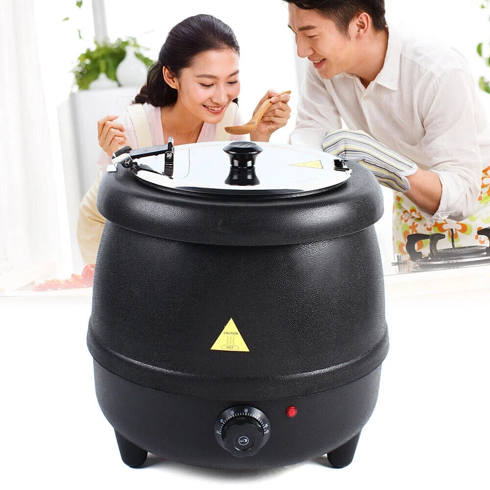 10L Commercial Electric Food Soup Kettle Pot Warmer Black O34684