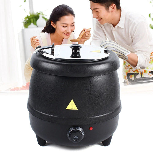 10L Commercial Electric Food Soup Kettle Pot Warmer Black O34684