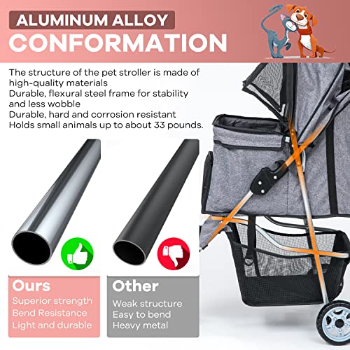 Grey 4 Wheel Pet Stroller E84429