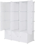 White 12 Cube Plastic Storage Shelves with Hanging Rod S29778