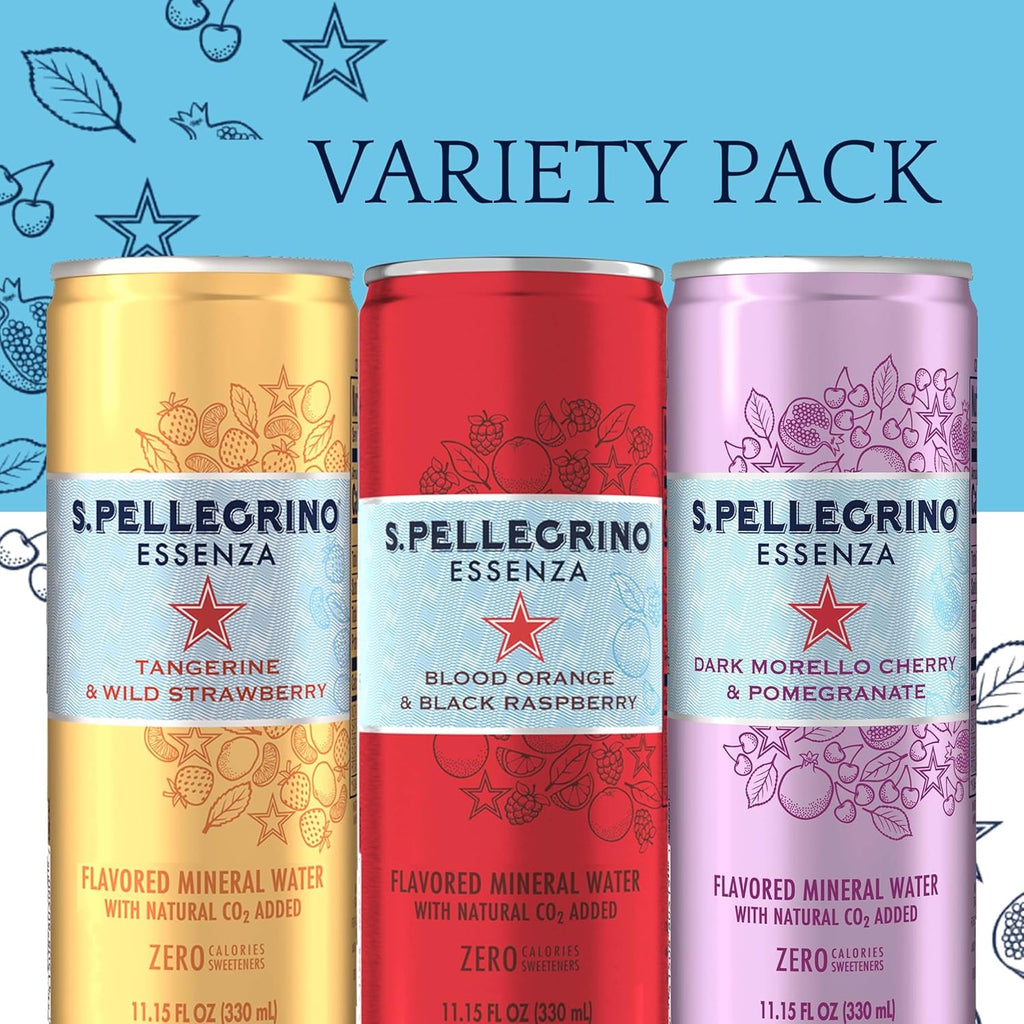 Variety Pack Flavored Mineral Water, 11.15 Fl Oz, Pack of 24 J211876