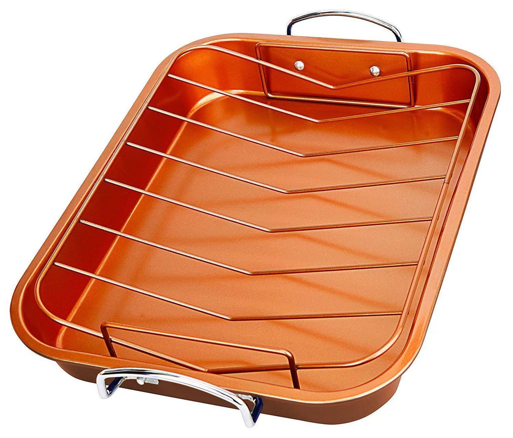 Nonstick Copper Roasting Pan with Rack L55257