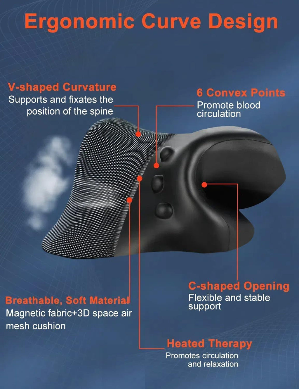 Wireless Cordless Neck Cervical Traction Device with Graphene Heating Pad R3241