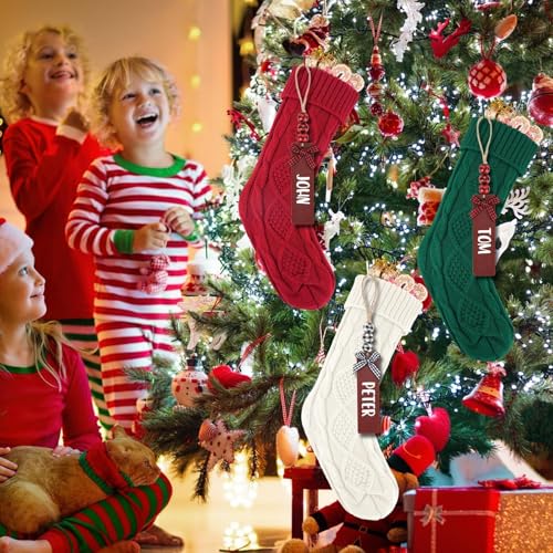 18Inch Cable Knitted Christmas Stockings in Red, White, Green A2948