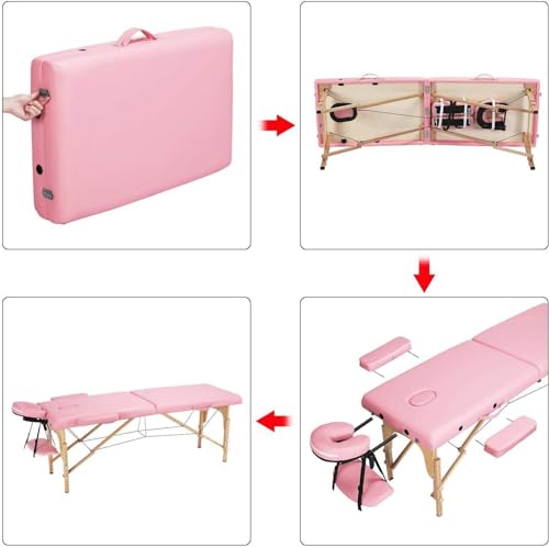 Black 84" Long Portable 2/3 Folding Massage Table with Carry Case Y99842
