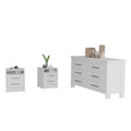 3-Piece Bedroom Set with Double Drawer Dresser and 2 Nightstands, White H24595