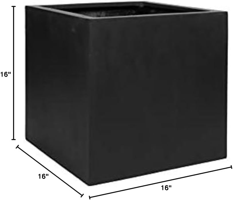 Black Fiberstone Square Planter W14538