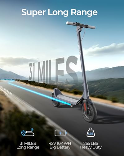 Electric Scooter, 500W, 31 Miles Range, 10in Pneumatic Tires, 10.4AH Battery, 15.5 mph Speed N732