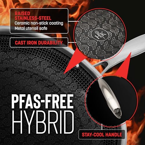 8" Frying Pan, Tri-Clad Stainless Steel and Nonstick Ceramic, Non Toxic Cookware W502566